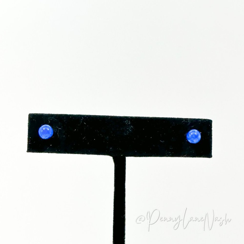 Vintage Single Blue Bead Push Back Earrings